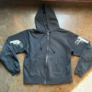 Rebel 8 Black Guns Zip Up Hoodie Size Medium